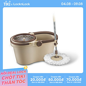 Bộ Cây Lau Nhà Xoay Tay Compact Spin Mop Lock&Lock ETM466: Thùng Giặt + Cây + Bông Lau