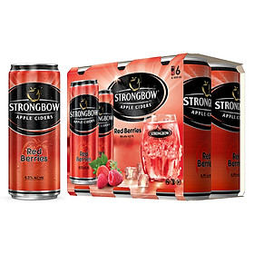 Lốc 6 Lon cao Strongbow vị Dâu đỏ (330ml x 6 Lon)