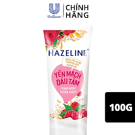 Sữa rửa mặt Hazeline Dưỡng ẩm sáng da Yến Mạch & Dâu Tằm chiết xuất từ thiên nhiên dịu nhẹ cho da 100g