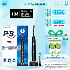 Bàn Chải Điện P/S S100 PRO - Công Nghệ Sóng Âm, Chải Sạch Mảng Bám Tới 10X - Đen Nhám