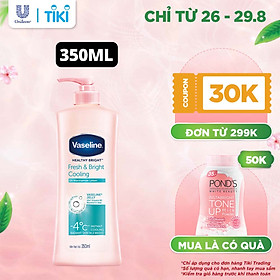 Sữa Dưỡng Thể 350Ml Vaseline Dưỡng Ẩm Sáng Da Fresh & Bright 10X Niacinamide Giúp Da Sáng Khỏe Mịn Căng Tinh Chất Menthol Mát Lạnh Như Tuyết Tan Trên Da