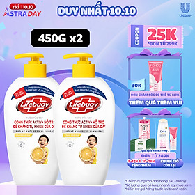Combo 2 Nước Rửa Tay Lifebuoy Cho Tay Làm Bếp Giúp Khử Mùi Khó Chịu Và Bảo Vệ Khỏi 99.9% Vi Khuẩn Trên Tay Chai 450g