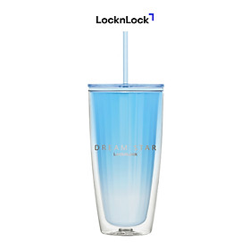 Ly nhựa 2 lớp LocknLock kèm ống hút Dream star Double wall cold cup 750ml HAP522