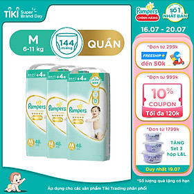 Combo 3 Tã Quần Pampers Thượng Hạng Nội Địa Nhật M48/L38/XL36