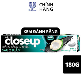 Kem đánh răng dạng gel Closeup Trắng Răng Tự Nhiên Vị Dừa Thơm Mát 180g cho răng trắng tự nhiên hơn sau 2 tuần