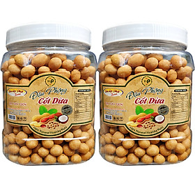 1KG ĐẬU PHỘNG CỐT DỪA SẤY GIÒN - 2 HŨ NHỰA 500G