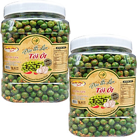 1KG ĐẬU HÀ LAN SẤY GIÒN TỎI ỚT THƠM NGON - 2 HŨ NHỰA 500G