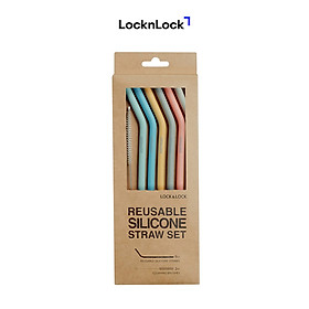 Bộ 6 Ống Hút Silicone Có Thể Tái Sử Dụng Kèm 2 Cọ Rửa Lock&Lock TLL080 ( 250 x 78 mm)