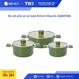 Bộ nồi phủ sứ an toàn Elmich Olive EL-5220OV03