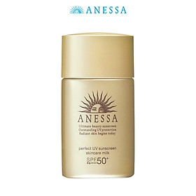 Bộ đôi Kem chống nắng dưỡng da dạng sữa dịu nhẹ cho da nhạy cảm & trẻ em SPF 50+ 60ml + Kem chống nắng dưỡng da dạng sữa bảo vệ hoàn hảo Anessa Perfect UV Sunscreen Skincare Milk SPF 50+ PA++++ 20ml