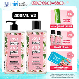 Combo sữa tắm và sữa dưỡng thể Love Beauty And Planet Làm Sáng Da Majestic Glow với 100% tinh dầu hoa hồng Bulgaria 400ml
