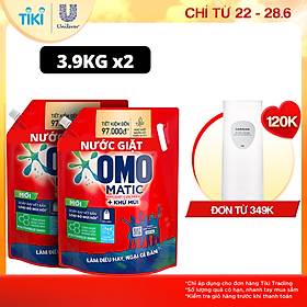 Combo 2 túi Nước giặt OMO Matic Comfort Hương Hoa Hồng Ecuador cho máy