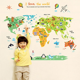 Decal dán tường i love the world