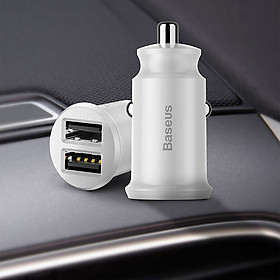 Tẩu sạc đa năng dùng cho xe hơi Baseus Grain Mini (5V, 3.1A Fast Charge, 2 cổng USB Car Charger) - Hàng Chính Hãng