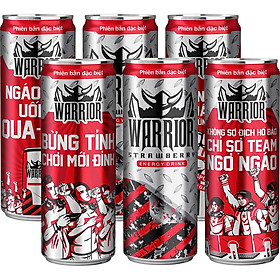 Phiên bản đặc biệt - Lốc 6 Lon Nước Tăng Lực Có Gas Warrior Vị Dâu (325ml x 6 lon)