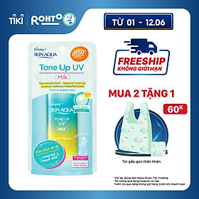 Sữa chống nắng nâng tông dành cho da dầu/hỗn hợp Sunplay Skin Aqua Tone Up UV Milk (Mint Green) (dành cho da sáng, có khuyết điểm đỏ) (50g)