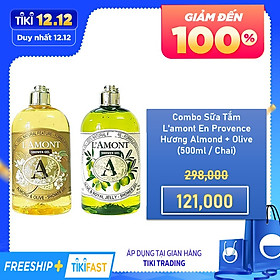 Combo Sữa Tắm L'amont En Provence Shower Gel Hương Almond + Olive (500ml / Chai)