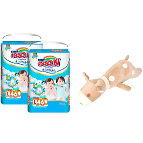 Combo 2 bịch tã quần Goo.N Premium gói cực đại size L46 (46 miếng) + Tặng 1 thú bông con hươu