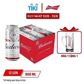 Thùng 12 Lon Bia Budweiser (500ml / Lon)