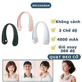 Mua Quạt đeo cổ mini không cánh làm mát thông minh 360 độ  quạt treo cổ tích điện 3 chế độ pin trâu  kiểu dáng thể thao