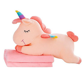 Gấu bông hình kỳ lân đáng yêu có mền bên trong thú nhồi bông unicorn ngựa