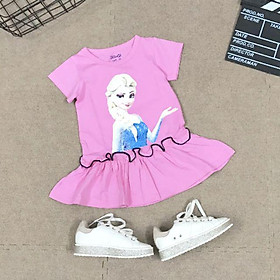 Váy Đầm thun Bé Gái công chúa Elsa siêu mềm mát Size nhí đại 1-14
