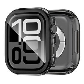 Ốp Case PC Mặt Kính Cường Lực Trong Suốt Viền Màu cho Apple Watch Series 10 Size 42mm / 46mm - Hàng Chính Hãng