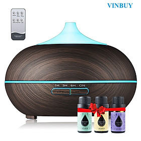 Máy Khuếch Tán Tinh Dầu Quả Bí Ngô Đen, Kèm Remote Điều Khiển | Tặng 3 Chai Tinh Dầu 10ml: Sả Chanh + Bạc Hà + Oải Hương | Xông Phòng 30m2