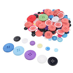 120g 4 Holes Round Resin Buttons Fit Sewing & Scrapbook 10-30mm Mixed Color