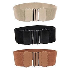 3Pcs Fashion Women Girls Elastic Stretch Buckle Wide Waist Belt Waist Band
