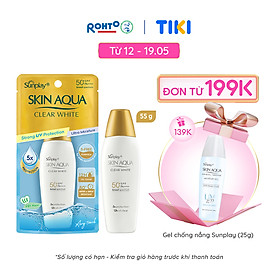 Kem chống nắng Skin Aqua dưỡng trắng, kiểm dầu, dùng hàng ngày dạng sữa Sunplay Skin Aqua Clear White Eco Việt Nam SPF50, PA++++ 55g