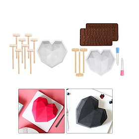 3D Cake Mold Diamond Heart Love Silicone Baking Mousse Baking W/ Hammer Tool DIY