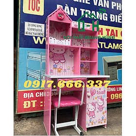 Mua BỘ BÀN HỌC SINH NHỰA KITTY  CÓ KỆ SÁCH CHO BÉ HỌC TẠI NHÀ - 80X173X45CM