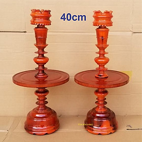 Mua Cặp chân đèn gỗ - Chân Đèn Thờ   gỗ tràm bông vàng Cao 40cm