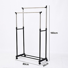 Mua Giàn phơi quần áo đa năng 2 tầng có bánh xe tiện lợi