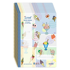 Lốc 10 Tập (Vở) Kẻ Ngang Lò Xo Lead KLONG 570