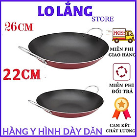 BỘ 2 CHẢO CHỐNG DÍNH SÂU LÒNG 2 QUAI SIZE 26cm VÀ 24cm - CHẢO CHỐNG DÍNH CHIÊN XÀO CAO CẤP