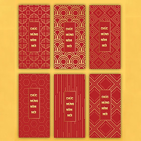 Xấp 6 Bao Lì Xì Tết 2019 Mẫu Kim Tân Niên