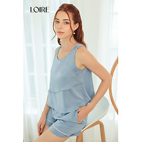 Bộ Đồ Ngủ Lụa Cách Điệu Sóng Vạt Áo Loirechic BDN15