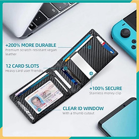 Mua Ví Kẹp Tiền nhiều ngăn thẻ Clip Money RFID Wallet Men Slim (Black Carbon) ️ FREESHIP ️