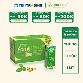 Thùng Vinasoy Fami Green soy rất ít đường hộp (10 hộp x 1 Lít)