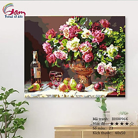 Mua Tranh sơn dầu số hóa tự tô màu theo số  - Mã BH0096K Hoa hồng và rượu vang