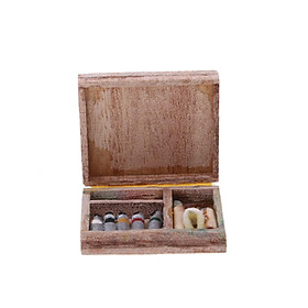 Watercolor Wooden Box with Multiple Paint for Watercolor Paint 1:12 Scale
