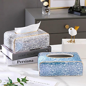 Mua HỘP ĐỰNG KHĂN GIẤY SỨ XƯƠNG VÂN ĐÁ TRẮNG CAO CẤP