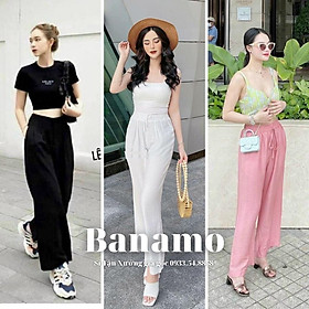 Quần ống rộng đũi lụa nhiều màu cạp chun co giãn dáng suông siêu đẹp thời trang Banamo Fashion sớ đũi nhiều màu 925
