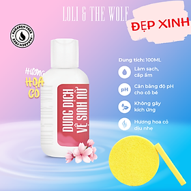 Dung dịch vệ sinh phụ nữ Loli The Wolf hương thơm tự nhiên mùi hoa cỏ chai diện mạo mới 100ml Tặng Kèm Mút Rửa Mặt