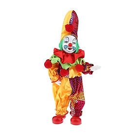 Porcelain Clown Doll Hanging Foot Harlequin Doll Home Display Ornament, H