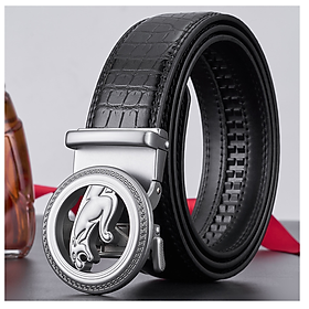 Thắt lưng nam da bò nguyên chất mặt khóa tự động hợp kim cao cấp - Khóa bạc
