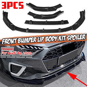 Carbon Fiber Look Front Bumper Lip Body Kit Spoiler For Audi A4 2020 Sport Bumper