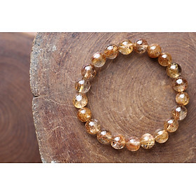 Vòng tay phong thủy đá Thạch Anh Tóc Nâu 9 ly hàng trong đẹp - đá thiên nhiên 100%